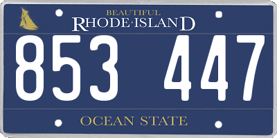 RI license plate 853447