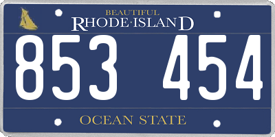 RI license plate 853454
