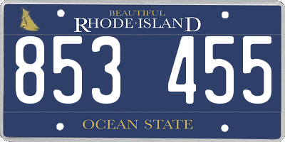 RI license plate 853455