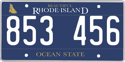RI license plate 853456