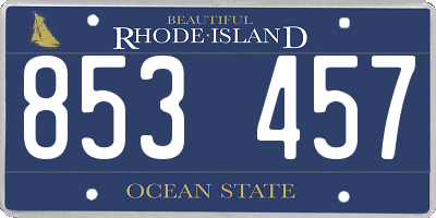 RI license plate 853457