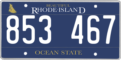RI license plate 853467