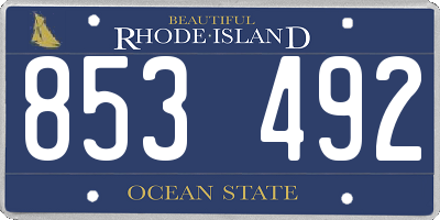RI license plate 853492