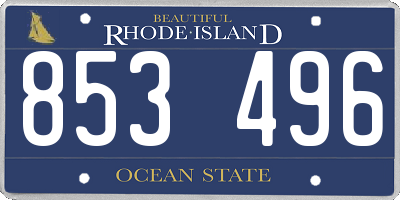 RI license plate 853496