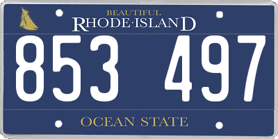 RI license plate 853497