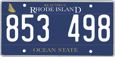 RI license plate 853498