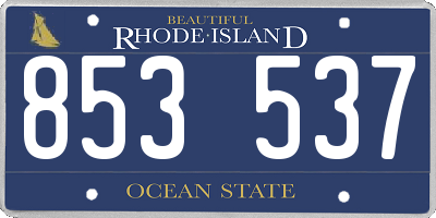 RI license plate 853537