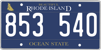 RI license plate 853540