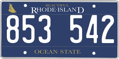 RI license plate 853542
