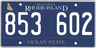 RI license plate 853602