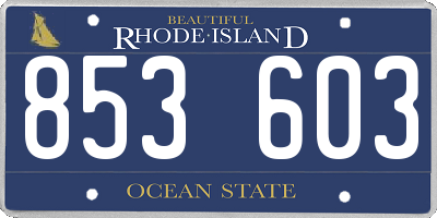 RI license plate 853603