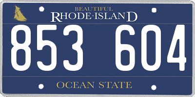 RI license plate 853604