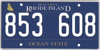 RI license plate 853608
