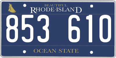 RI license plate 853610