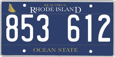 RI license plate 853612