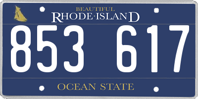 RI license plate 853617