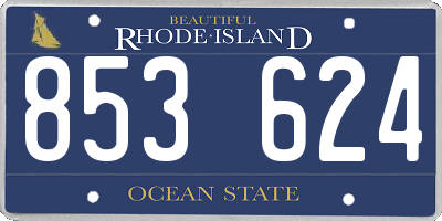 RI license plate 853624