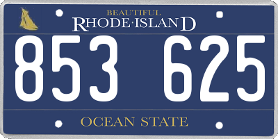 RI license plate 853625
