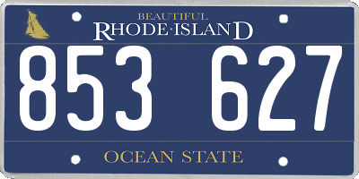 RI license plate 853627