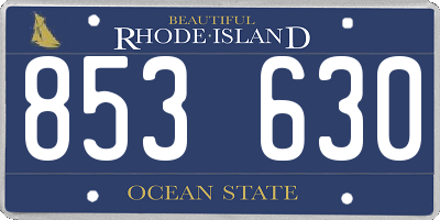 RI license plate 853630