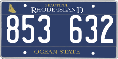 RI license plate 853632