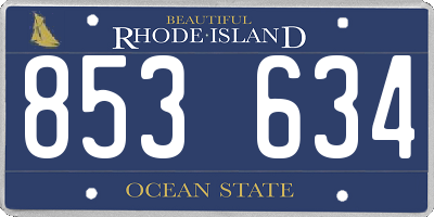 RI license plate 853634
