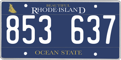 RI license plate 853637