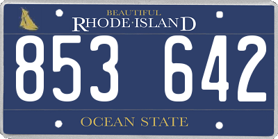 RI license plate 853642