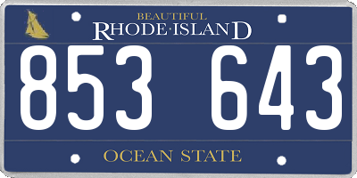 RI license plate 853643