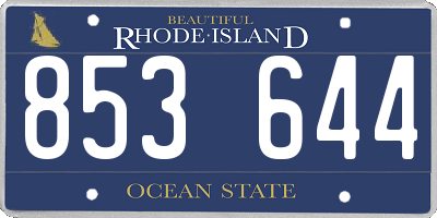 RI license plate 853644