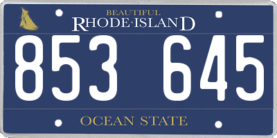 RI license plate 853645