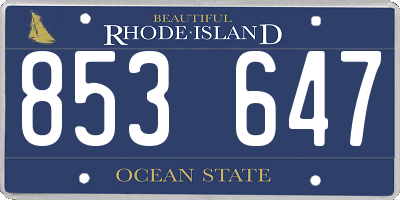 RI license plate 853647