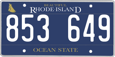 RI license plate 853649