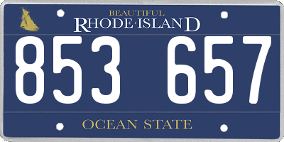 RI license plate 853657