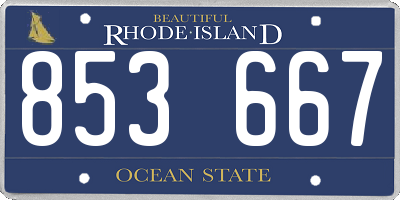 RI license plate 853667