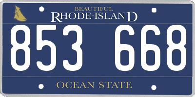 RI license plate 853668