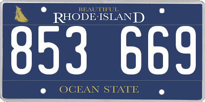 RI license plate 853669