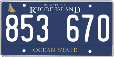 RI license plate 853670