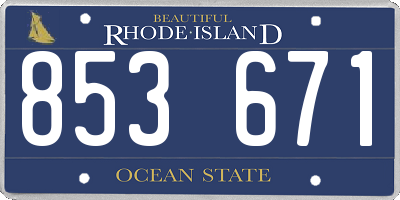 RI license plate 853671