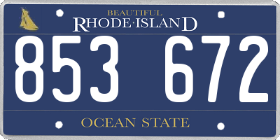 RI license plate 853672