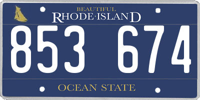 RI license plate 853674