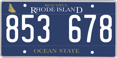 RI license plate 853678