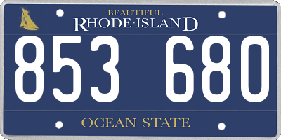 RI license plate 853680
