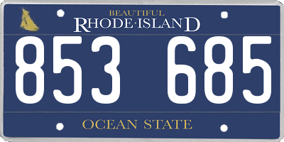 RI license plate 853685