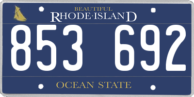 RI license plate 853692