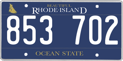 RI license plate 853702