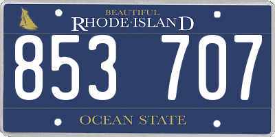 RI license plate 853707