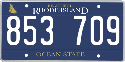 RI license plate 853709