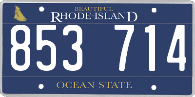 RI license plate 853714