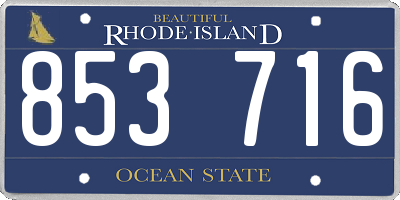 RI license plate 853716